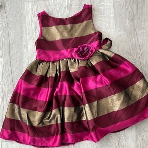 Pink and Gold Fit and Flare Pleated Dress